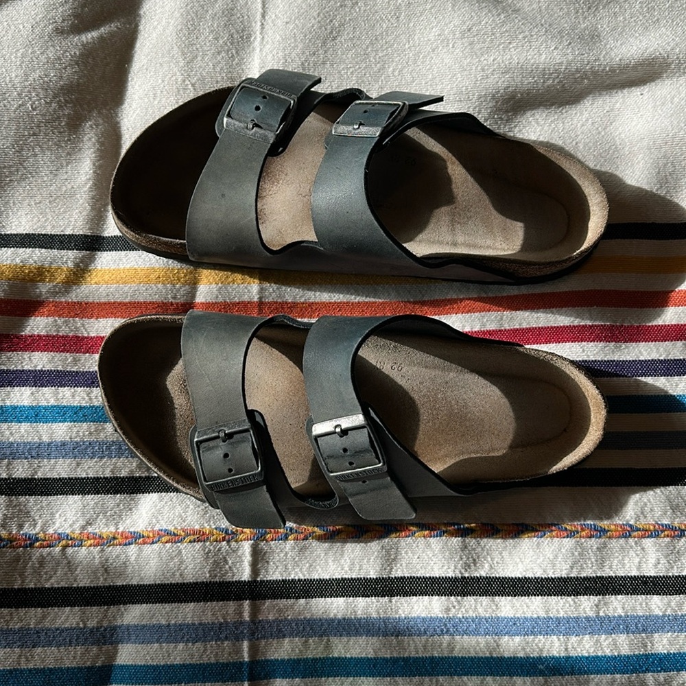 Gray / green Birkenstocks